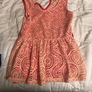 Coral peplum tank